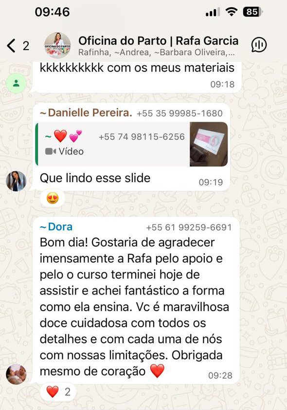 Depoimento de aluna da Oficina do Parto